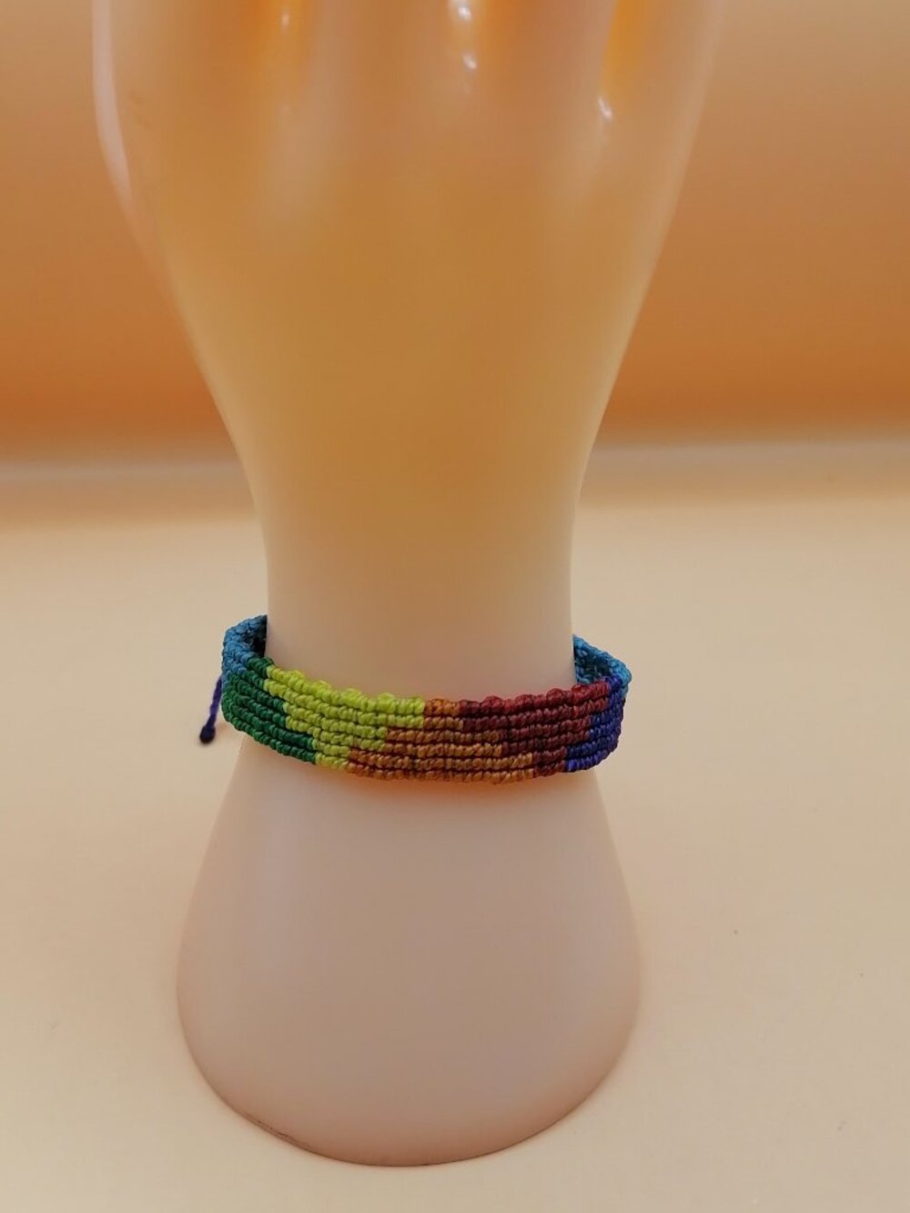 Handmade Rainbow Chakana Macrame Bracelet for LGBTQ+ Pride